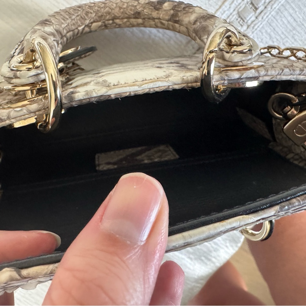 Authentic Christian Dior Mini D-Joy Python Bag in Cream with Gold Hardware - Picture 4 of 11